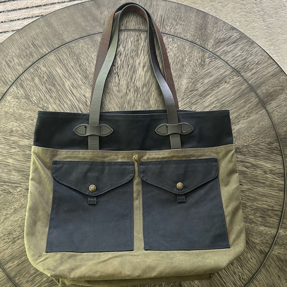 Filson Canvas Two-Toned Tote with Pockets